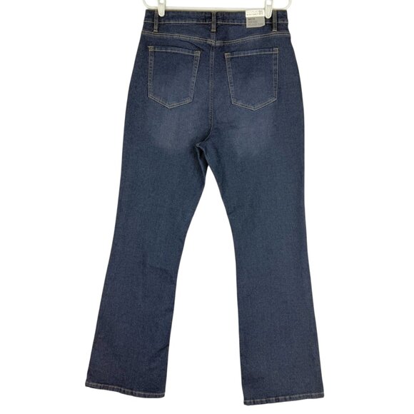 Black Tape Women Maya High Rise Relaxed Flare Stretch Blue Denim Jeans Sz 31 NWT - Picture 2 of 11